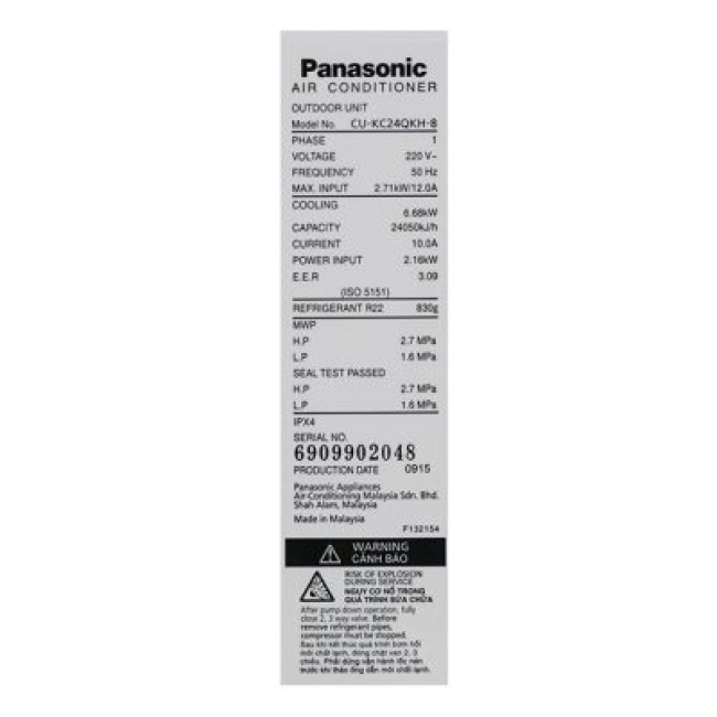 Máy lạnh Panasonic 1 HP CU/CS-KC9QKH-8