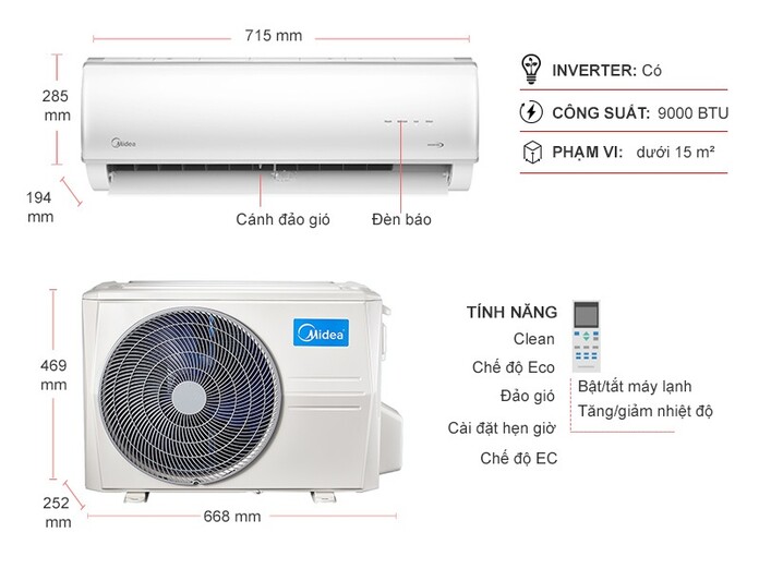 Máy lạnh Midea Inverter 1HP MSAF6-10CDN8