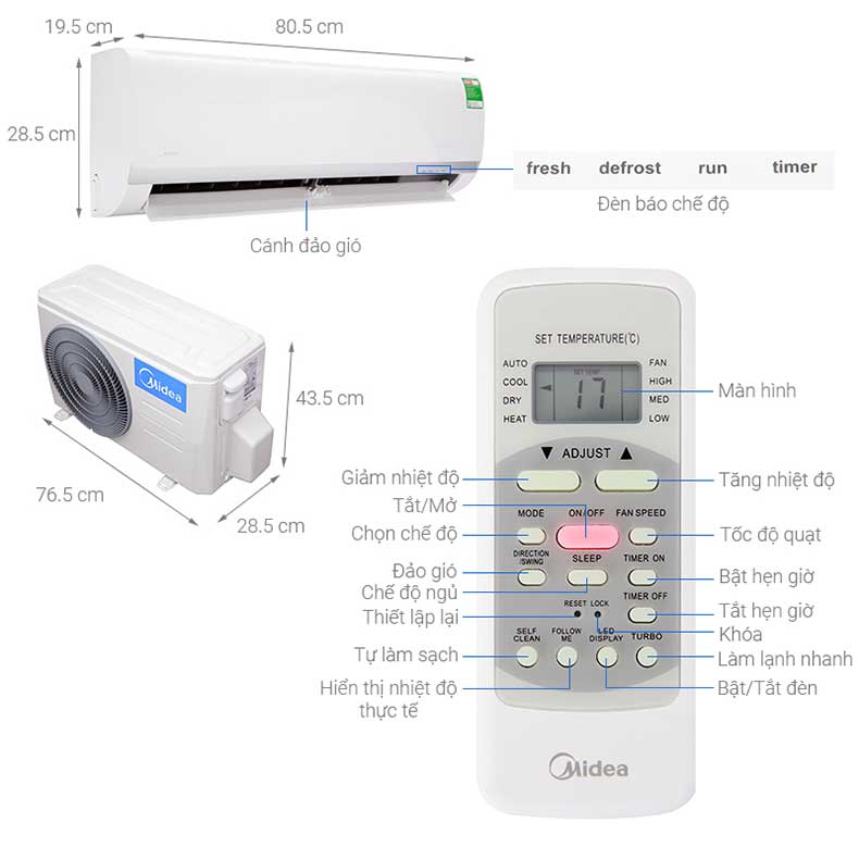Máy lạnh Midea Mono 1hp MSAFII-10CRN8